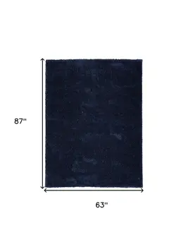 5' X 7' Navy Blue Shag Power Loom Area Rug