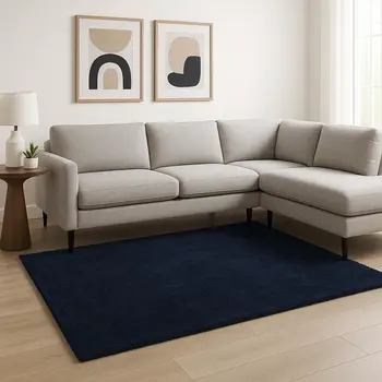 8' X 10' Navy Blue Shag Area Rug