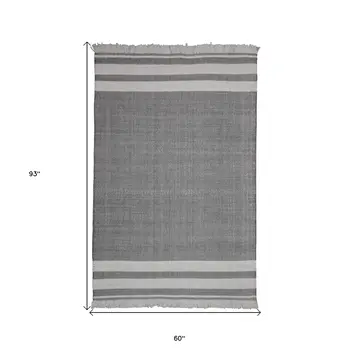 5' X 7' Dark Gray Striped Handmade Indoor Outdoor Area Rug