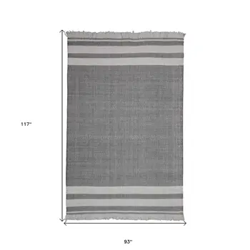 8' X 10' Dark Gray Striped Handmade Indoor Outdoor Area Rug