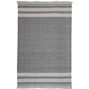 9' X 12' Dark Gray Striped Handmade Indoor Outdoor Area Rug