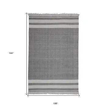 9' X 12' Dark Gray Striped Handmade Indoor Outdoor Area Rug