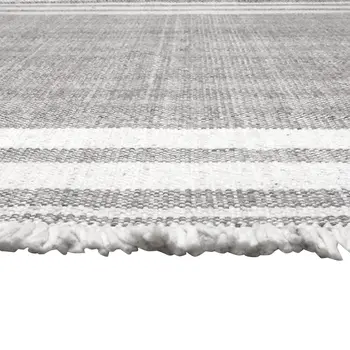 5' X 7' Gray Striped Handmade Indoor Outdoor Area Rug