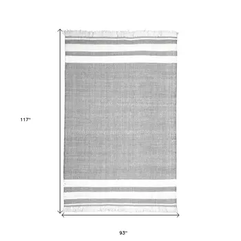 8' X 10' Gray Striped Handmade Indoor Outdoor Area Rug