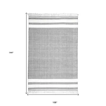 9' X 12' Gray Striped Handmade Indoor Outdoor Area Rug