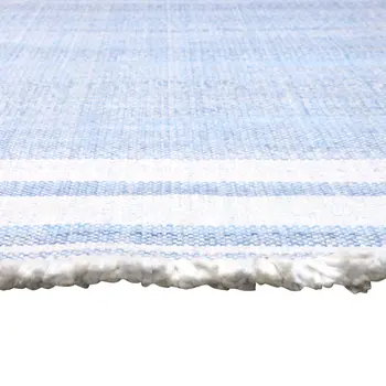 8' X 10' Blue Striped Handmade Stain Resistant Non Skid Indoor Outdoor Area Rug