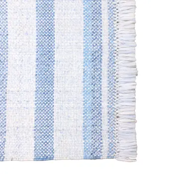 8' X 10' Blue Striped Handmade Stain Resistant Non Skid Indoor Outdoor Area Rug