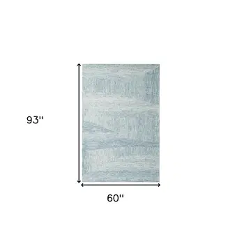 5' X 7' Blue Wool Abstract Hand Tufted Area Rug