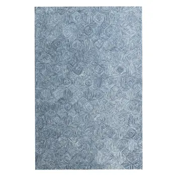 8' X 10' Blue Wool Geometric Hand Tufted Area Rug
