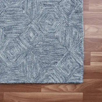 8' X 10' Blue Wool Geometric Hand Tufted Area Rug