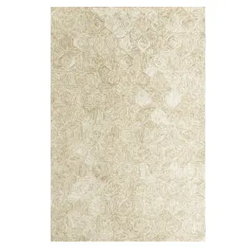 5' X 7' Beige Wool Geometric Hand Tufted Area Rug