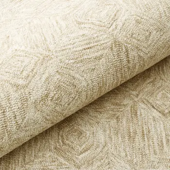 5' X 7' Beige Wool Geometric Hand Tufted Area Rug