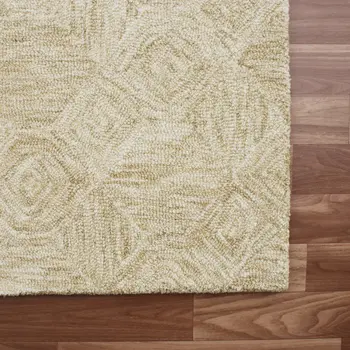 8' X 10' Beige Wool Geometric Hand Tufted Area Rug