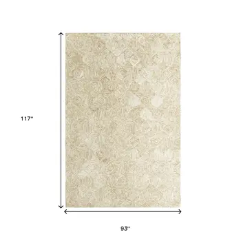8' X 10' Beige Wool Geometric Hand Tufted Area Rug