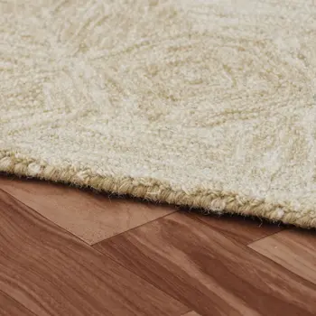 9' X 12' Beige Wool Geometric Hand Tufted Area Rug