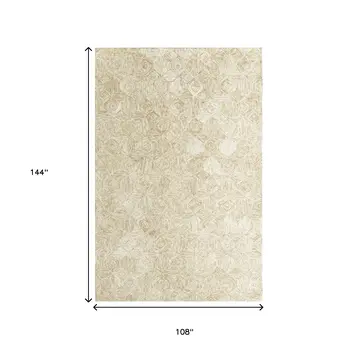 9' X 12' Beige Wool Geometric Hand Tufted Area Rug