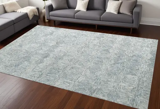 8' X 10' Silver Wool Geometric Hand Tufted Area Rug