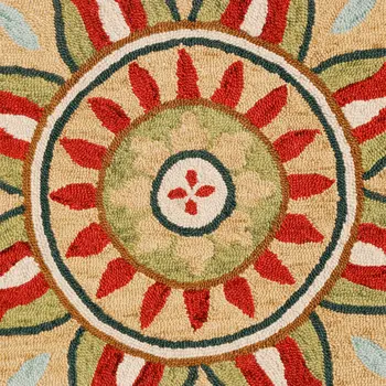 4' Red Round Wool Floral Hand Tufted Area Rug