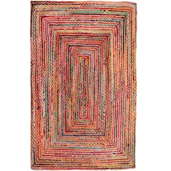 8' X 10' Tan Geometric Hand Braided Area Rug