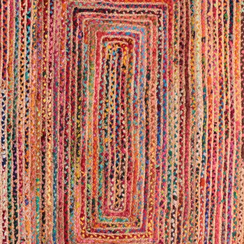 8' X 10' Tan Geometric Hand Braided Area Rug