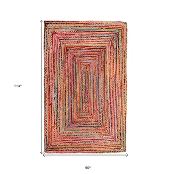8' X 10' Tan Geometric Hand Braided Area Rug