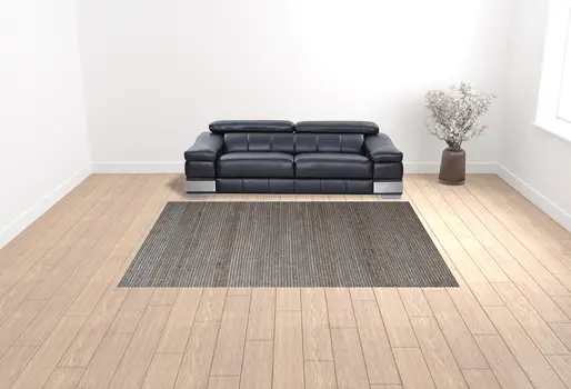 9' X 12' Gray Striped Hand Woven Area Rug
