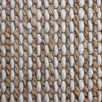 5' X 7' Beige Striped Hand Woven Area Rug