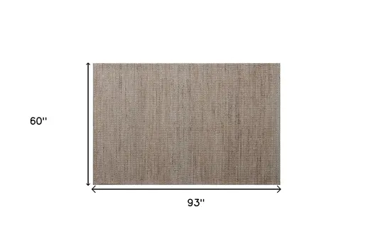 5' X 7' Beige Striped Hand Woven Area Rug