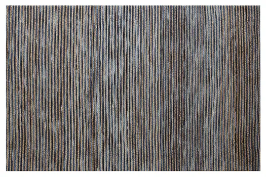 5' X 7' Blue Striped Hand Woven Area Rug