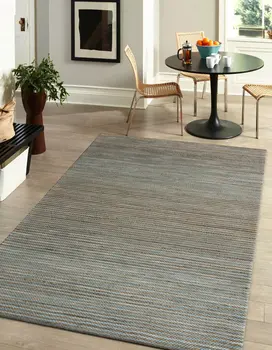 5' X 7' Blue Striped Hand Woven Area Rug