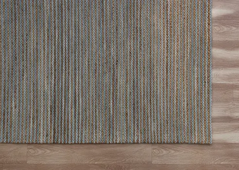 5' X 7' Blue Striped Hand Woven Area Rug