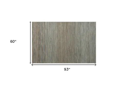 5' X 7' Blue Striped Hand Woven Area Rug