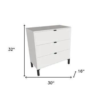 30" White Three Drawer Dresser