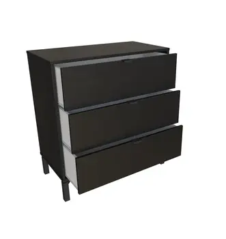 30" Black Three Drawer Dresser