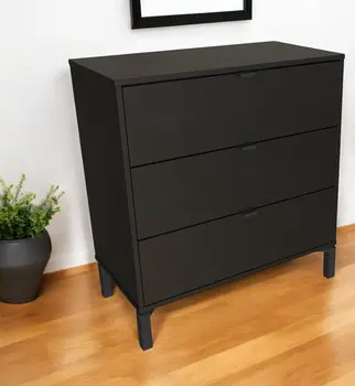 30" Black Three Drawer Dresser