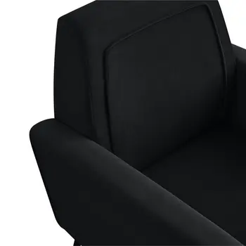 32" Black And Black And Gold Velvet Arm Chair
