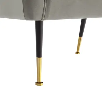 32" Gray And Black And Gold Velvet Arm Chair