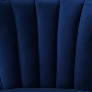 30" Navy Blue And Black Velvet Tufted Wingback Chair