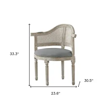 24" Gray and Beige Linen Arm Chair