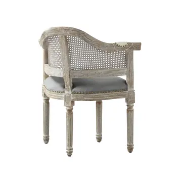 24" Gray and Beige Linen Arm Chair