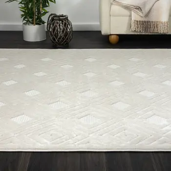 8' X 10' Ivory Geometric Area Rug