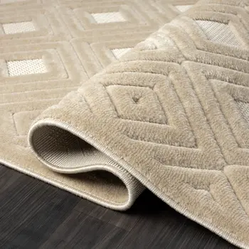 5' X 7' Beige Geometric Area Rug