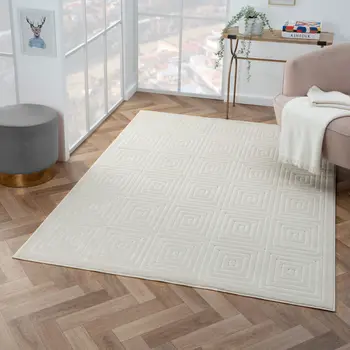 5' X 7' Ivory Geometric Area Rug