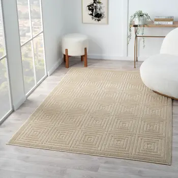 8' X 10' Beige Geometric Area Rug