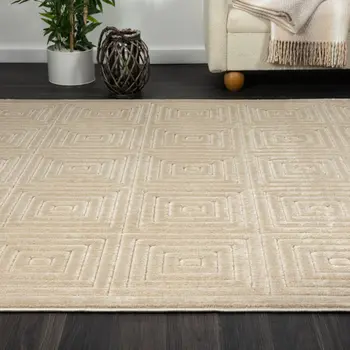 8' X 10' Beige Geometric Area Rug