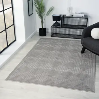 8' X 10' Gray Geometric Area Rug