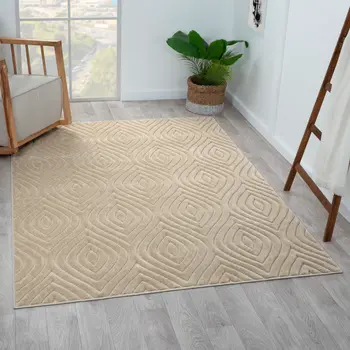 8' X 10' Beige Trellis Area Rug