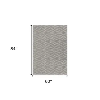 5' X 7' Gray Trellis Area Rug