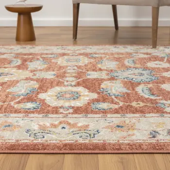 5' X 7' Red Abstract Area Rug