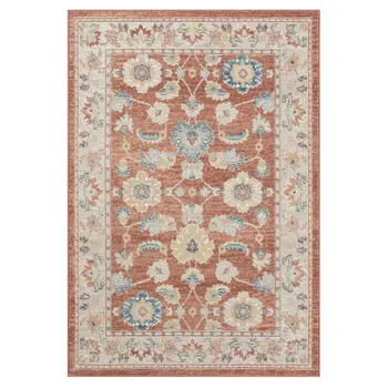 8' X 10' Red Abstract Area Rug